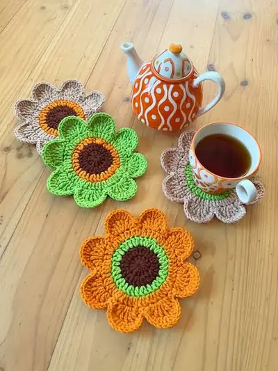 Finished coaster from a pattern in the library