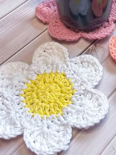 Finished coaster from a pattern in the library